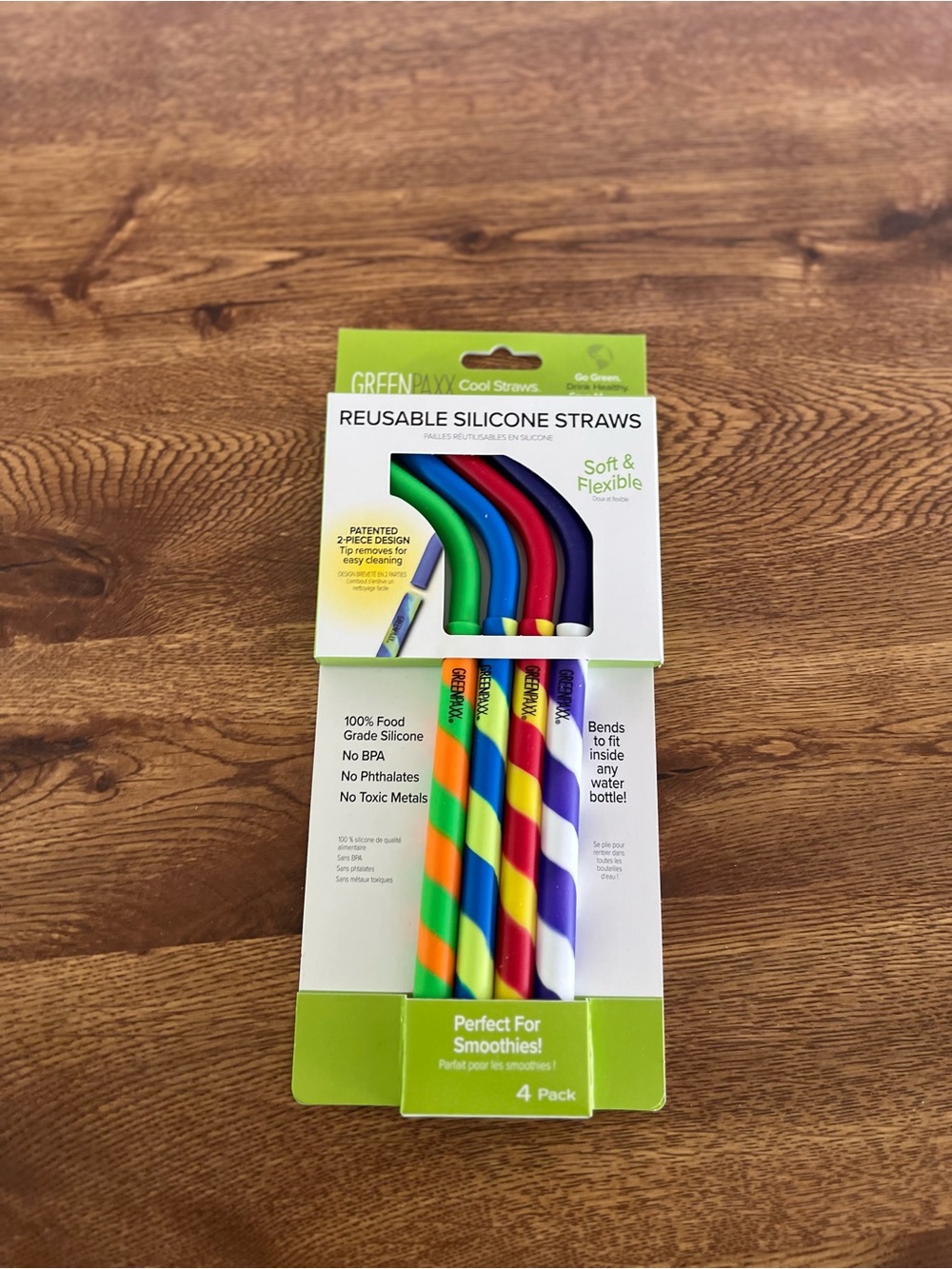 GREENPAXX Reusable Silicone Straws 4 Pack BNIB